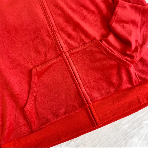 Juicy Couture Red Velvet zip up hoodie Gold cursive lettering logo on back Med - Picture 3 of 6